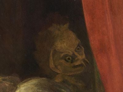Detail of the rediscovered &quot;fiend&quot; in Joshua Reynolds&#39; painting&nbsp;The&nbsp;Death of Cardinal Beaufort&nbsp;(1789)