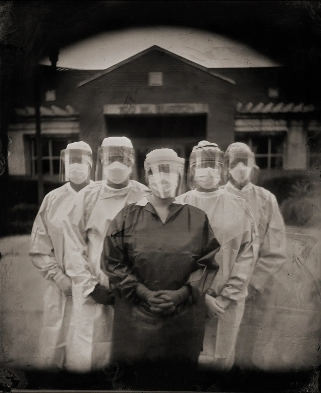 4 - During the early months of the Covid-19 pandemic, medical staff at the Rutherford County Health Department in downtown Murfreesboro stand ready in their personal protection equipment to treat patients.